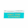 First Time Attendee Jewel Blue Award Ribbon w/ Gold Foil Print (4"x1 5/8")